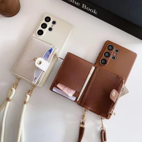 Housse portefeuille cuir Galaxy S22 Plus avec cordon amovible