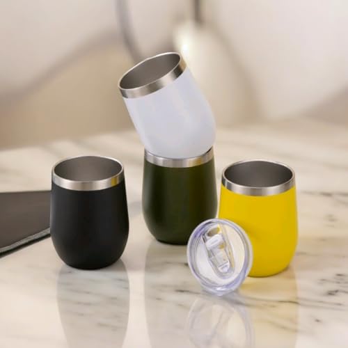 Copo Térmico Com Tampa Pequeno Tipo Cuia 360 ml Tampa Hermética Anti Vazamento Aço Inox Cores LOJA O