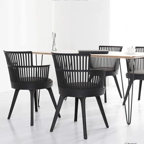 Image of Set of 4 Modern Style Mid Century Modern Dinning Room Cafe Hotel Office Wooden Legs Chair (Black-Black)