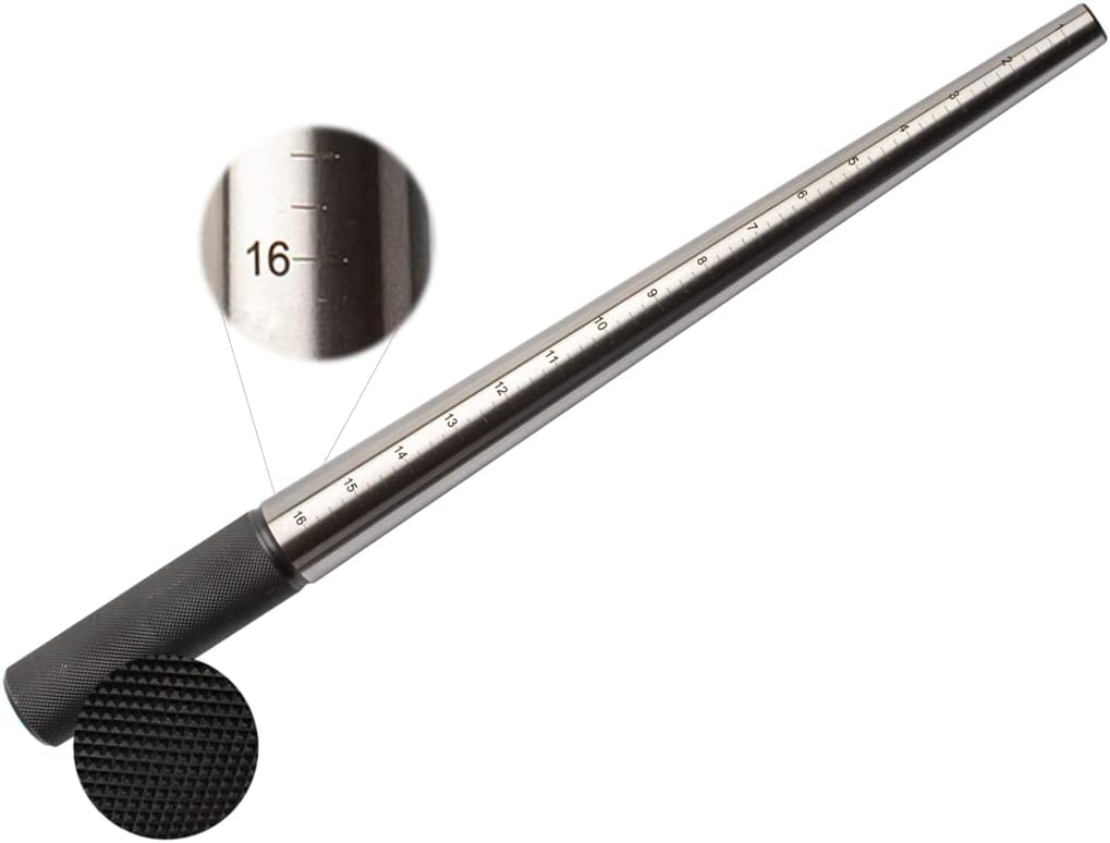 JTS Steel Ring Mandrel Graduated 1-16 Marked Sizer Metal Jewelry Sizing Tool Stick