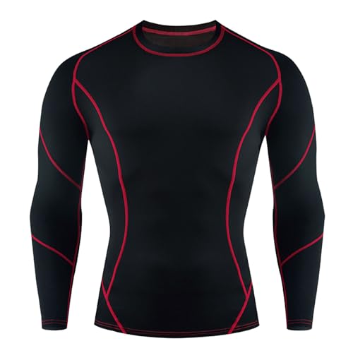 Haut Running Homme Compression à Manches Longues Séchage Rapide Col Rond Maillot Tee Shirt Fonctionnel Respirante Gym Running Cyclisme Football Vetement Top pour Basketball Football Fitness