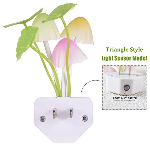 [3 Pack] Warmstor Mushroom Night Light, Lotus Leaves Water-Weeds Plug-In Mushrooms Colors Changing Nightlight Colorful Bedside Lamps Breast-Feeding Led Night Lights For Baby Kids Children Adult #TOP3