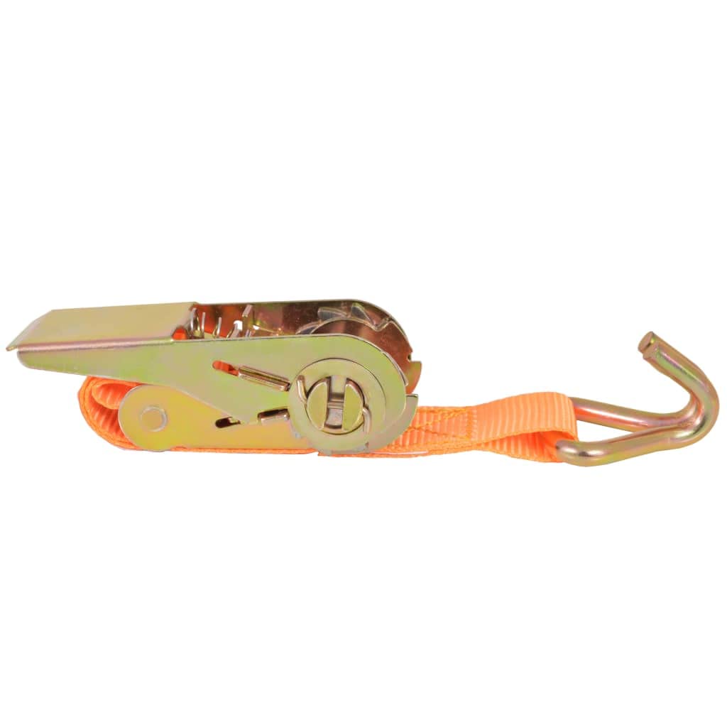 Cinghie a cricchetto, 10 pezzi, arancione, lunghezza 6 m, larghezza 25 mm, forza di ancoraggio 0,4 tonnellate, con gancio a J, per auto, moto, rimorchio, campeggio, barca, protezione sicura