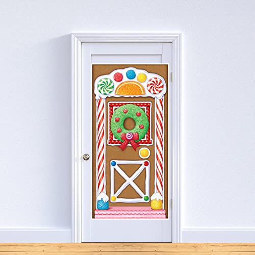 image for Beistle Gingerbread House Door Covers, 5’ x 30”, 3 Pieces – Magi