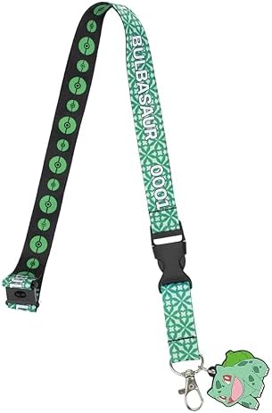 Pokemon Bulbasaur Green Kanto Region Lanyard with Rubber Charm and ID Sleeve image 5