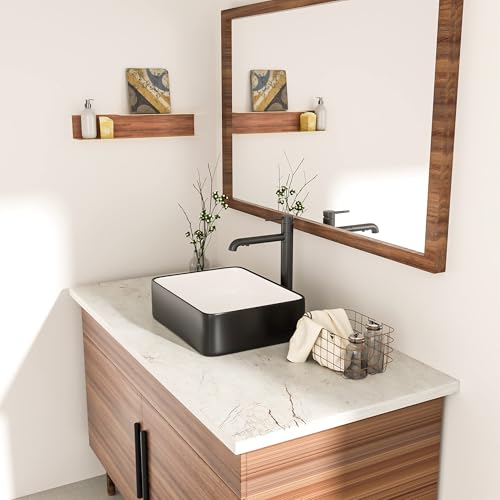 Rectangle-Bathroom-Sink-GhomeG-19×15-Black-and-White-Above-Counter-Ceramic-Porcelain-Vessel-Vanity-Sink-Washbasin-Art-Basin Rectangle Bathroom Sink GhomeG 19×15 Black and White Above Counter Ceramic Porcelain Vessel Vanity Sink Washbasin Art Basin