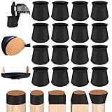 Schutzkappen Für Stuhlbeine mit Filz|Runde und quadratische Silikon Stuhlbeinschoner, Stuhlbeinkappen ​für stumme Möbelbewegungen| Elastische Möbel Silikonschutzhülle 16PCS (kleinsten, Schwarz, 16)