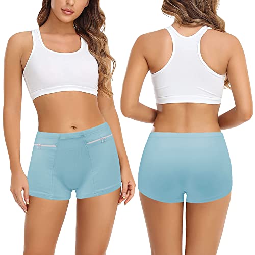 Anlinkshine Women's Underwear With Secret Pockets Panties, 2 Packs Travel Boxers With Secret Pocket, Money Belt For Travel Women Hidden (Light Blue) - Xl Size #TOP5