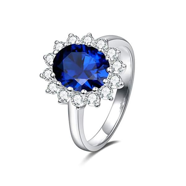 FANCIME-Birthstone-Rings-for-Women-Sterling-Silver-Created-Sapphire-Rings-Opal-Rings-Princess-Diana-Inspired-Statement-Engagement-Ring-Fine-Jewelry-for-Women-Size-56789 FANCIME Birthstone Rings for Women Sterling Silver 2.6ct Created Sapphire Rings Princess Diana Inspired Statement Engagement Ring September Birthstone Fine Jewelry for Women Size 9