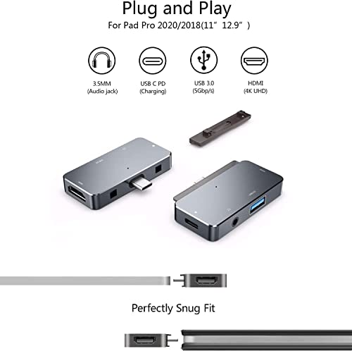 Image of Vaku Luxos 4IN1 USB 2.0 Type C Hub Multiport Adapter Connector (5GBPS) Data Transfer Converter Extension 4K HDMI 3.5MM Audio Docking Station USB A Port Compatible with MacBook, Laptop & More