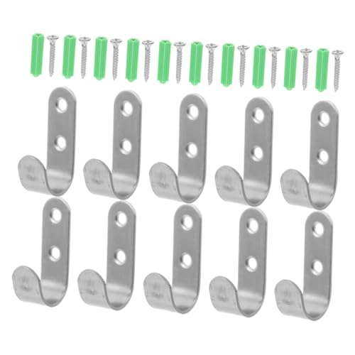 Yardenfun 10 Sets Waterproof Heavy Duty Tarp Hooks with Screws and Anchors 50x13x2.5mm Metal Wall-mounted Trailer Tarps Hangers for Garage Storage, Camping, and Garden Hose