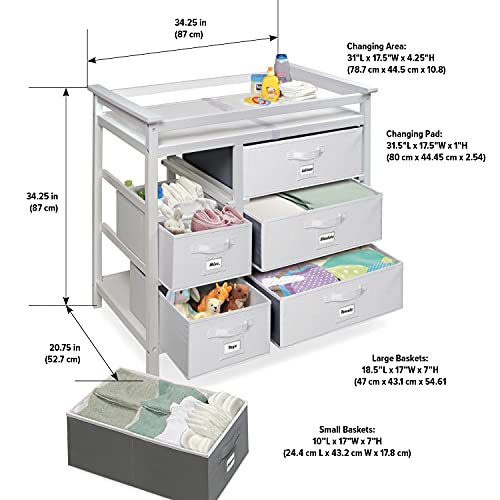 Modern Baby Changing Table With 6 Storage Baskets And Pad #TOP6