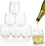 Tebery 32 Pack Unbreakable Plastic Wine Glasses Stemless, 12 Oz Heavy Duty Clear Drinking Glasses Wine Cups, Reusable for Champagne, Dessert, Food Samples, Catering, Weddings