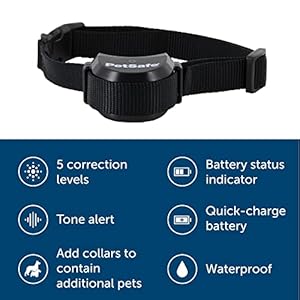 PetSafe Stay & Play Pet Fence Wireless, Dog Fence Collar Rechargeable Receiver Collar, Waterproof Design, Compatible with All PetSafe Wireless Fences, Invisible Wireless System (Black) PetSafe Stay Play Pet Fence Wireless Dog Fence Collar Rechargeable Receiver Collar Waterproof Design Compatible with All PetSafe Wireless Fences Invisible Wireless System Black