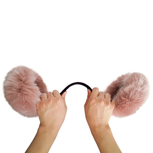 Lethmik Women's Faux Fur Foldable Big Earmuffs Winter Outdoor Ear Warmers Skin Pink #TOP3