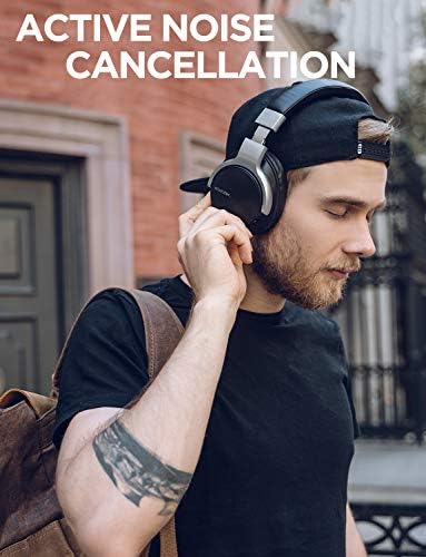 Mixcder E7 Active Noise Cancelling Headphones Bluetooth 5.0 Wireless Over Ear Headset with Hi-Fi Deep Bass, 30 Hours Playtime, Quick Charge, CVC8.0 Mic for PC/Cell Phones/TV - Black