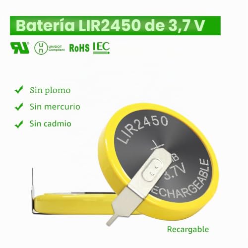 Batería LIR2450 recargable 3.7 V pilas botón de moneda ión de litio EEMB de 120mah 3