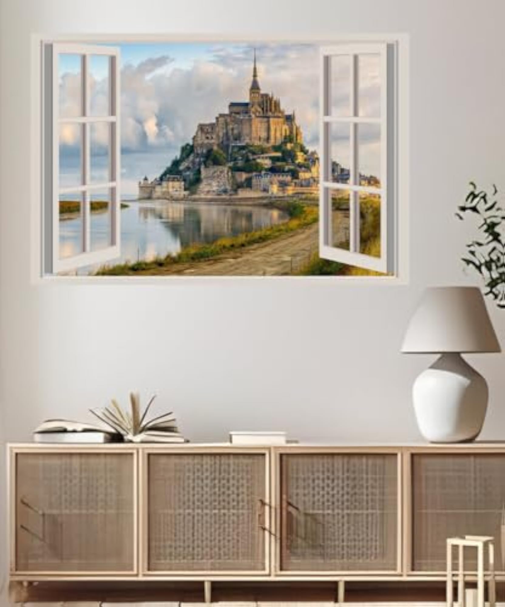 Self-Adhesive Open Window Wall Sticker - Mont Saint Michel