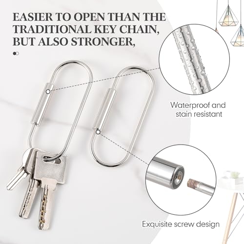 Image of WILLBOND Brass Carabiner Key Ring Locking Screw Carabiner Clips Round Key Rings Keychain Kit for Handbags Purse Bag Charm