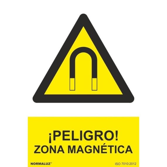 Señal industrial de ¡Peligro! Zona Magnética, con tintas UV SEKURECO