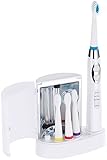 newgen medicals Elektrozahnbürsten: Elektr. Schallzahnbürste mit Ladestation, UV-Sterilisator, 4 Bürsten (Elektronische Zahnbürste)