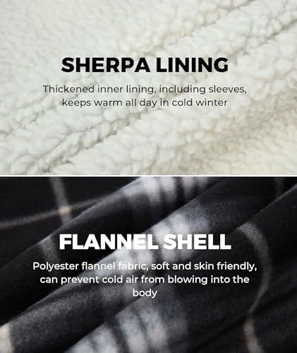 Image of ZITY Men's Flannel Hooded Jacket Fleece Sherpa Lined Plaid Shirts Jackets Zip Up Sweatshirt Hoodies for Men with 4 Pockets