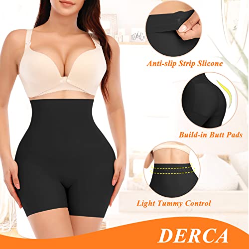 Derca Butt Lifter Panties Padded Underwear For Women Seamless Booty Pads Hip Enhancer Panty (#2 Black (Tummy Control),Large) #TOP3
