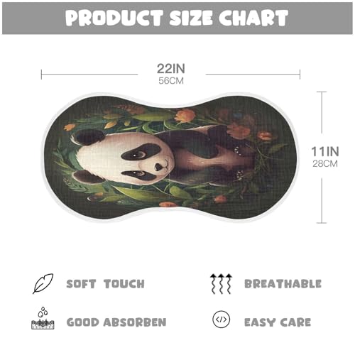 J JOYSAY Panda Flowers Leaves Dark Baby Burp Cloths for Boys Girls Large 22''x11'' Cotton 4 Layer Baby Bibs for Infant Spit Up one sizex42