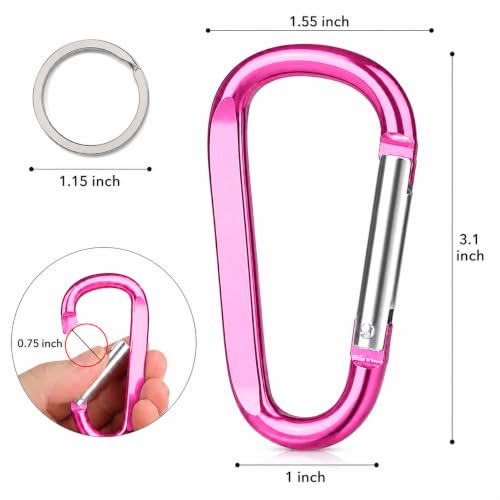 Image of Carabiner Caribeaner Clip,3 inch Large Aluminum D Ring Shape Carabeaner with Keyring Keychain Hook