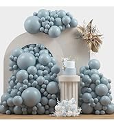 JZCZOEB Dusty Blue Double Stuffed Balloons Different Size 115Pcs 5/10/12/18" Matte Grey Blue Ball...