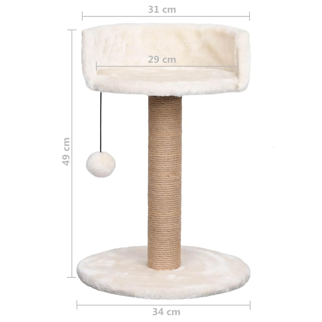 Árbol rascador para gatos con columna rascadora de algas marinas de 49 cm de altura, estable árbol rascador con cama de peluche, juguete colgante y sisal natural para el cuidado de las garras