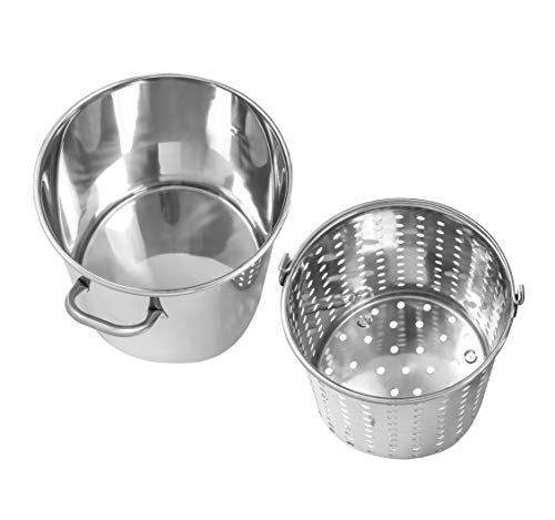 CONCORD 42 QT Stainless Steel Stock Pot w/ Basket. Heavy Kettle. Cookware for Boiling (42)