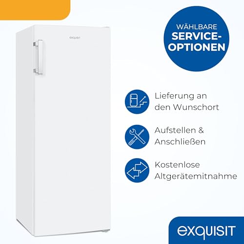 Exquisit Gefrierschrank | 161 l Nutzinhalt, Energieeffizienzklasse D, 39 dB(A) | NoFrost-Gefrieren, Schnellgefrieren, elektronische Temperaturregelung, Türalarm, hohe Bauform | GS5231-NF-H-040D weiss