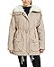 mewow Women's Winter Mid Length Thick Warm Faux Lamb Wool Lined Jacket Coat (L, Light Khaki)