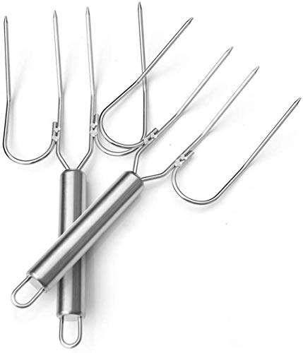 TSTSM Ensemble de 2 dindes en Acier Inoxydable, poussoirs de rôti de Dinde et de volaille, Fourchette à découper Professionnelle à Quatre Aiguilles pour Poulet Barbecue, Viande, 2 pièces