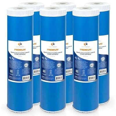 Aquaboon 5 Micron 20 x 4.5 Whole House Water Filter Replacement Cartridge Grabular Activated Carbon (GAG) for 1-Stage Water Filtration System 6 Pack