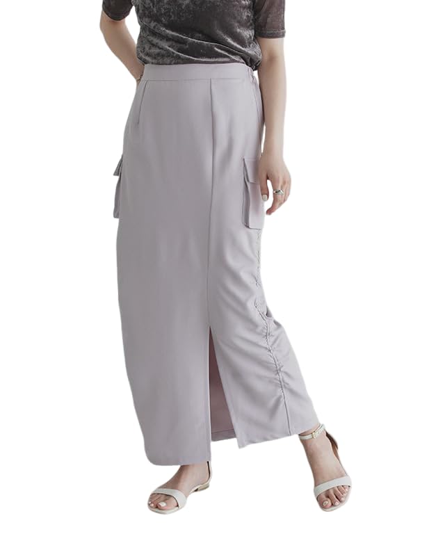 ピエロ] サイドギャザー カーゴ スカート ス Iラインシルエット