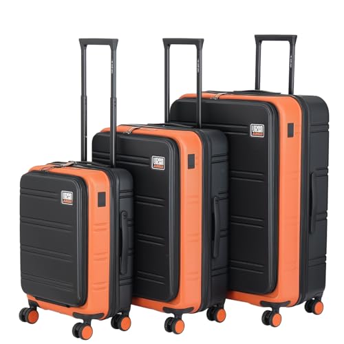 Image of Urban Jungle by Safari Hold-All Premium Top-Open Trolley Bag Set of 3, Cabin, Medium & Large Luggage, Hardside Polycarbonate Suitcase with 8 Silent Wheels and TSA Lock (Orange)