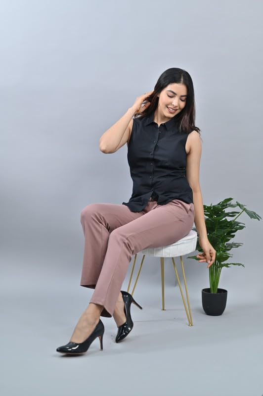 Image of Mlada Bootcut Flare Pants for Women Stretch Cotton Knit Boot Cut Mid Waist Flared Trouser Elastic Waist Band Utility Pockets for Formal Office Work Wear,Travel-Regular /Plus Size
