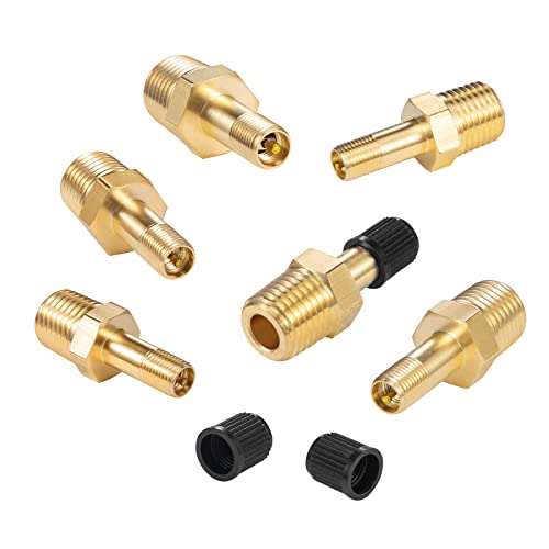 Breezliy 4PCS 1/4" NPT Tank Valve Anti-Corrosion Brass Schrader Valve with Standard Valve Core with 1/4'' NPT Male,Using with Air Compressor Tanks with Sealing Caps