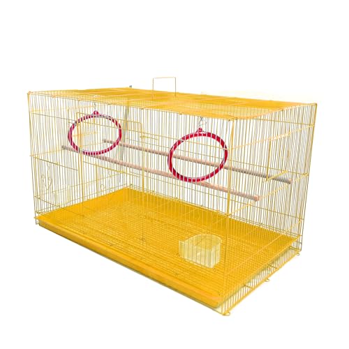 Image of Metal Bird Cage 2.5 Feet For Parakeet, Lovebird, Parrot, Budgie, Cockatiel Cage Hammock 30X18X18 Inch (Yellow)