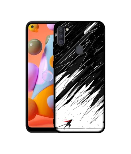 Image of Geometric Strom Design Premium 2D Printed Metal Back Case Cover for Samsung Galaxy A11 4G / M11 4G