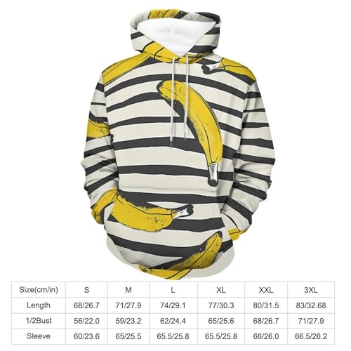 Hoodie Banane à Rayures Noires - Graphique et Manches Longues - 4