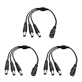 DZYDZR 3pcs 5.5mm x 2.1mm Y Splitter Cable 1 Female to 3 Male Splitter 3 Way DC Power Cable for LED Strip - CCTV Camera - Car - Monitors