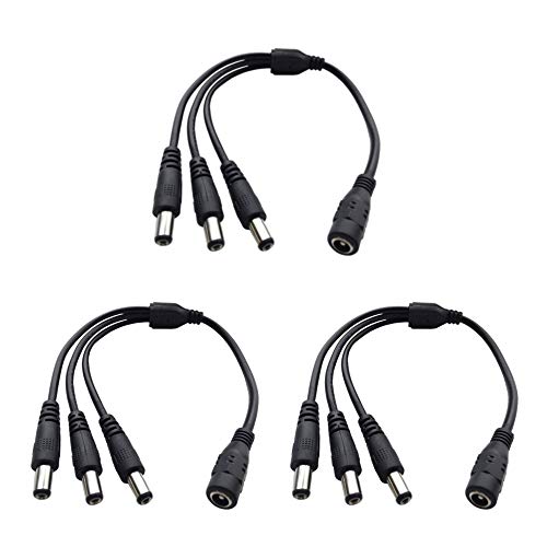 DZYDZR 3pcs 5.5mm x 2.1mm Y Splitter Cable 1 Female to 3 Male Splitter 3 Way DC Power Cable for LED Strip - CCTV Camera - Car - Monitors