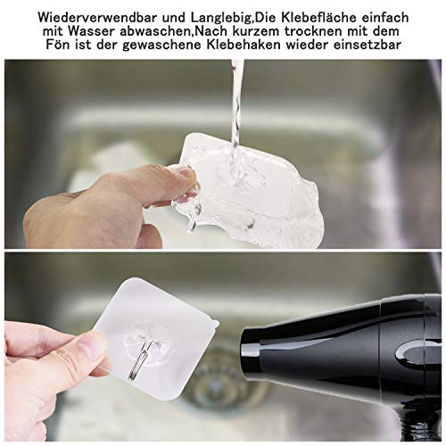 MAXAZTEX 12 Stück Selbstklebende Haken Ohne Bohren – Transparente Wandhaken aus 304 Edelstahl, Wasserdicht und Ölfest Mehrzweck Klebe Haken, für Küche, Bad, Decke & Fliesen – Tragkraft bis 10kg