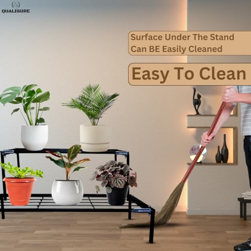 Image of Big Size Iron Stand - 2-Tier Plant Stands for Balcony 2 Step Plant Stand for Plants in Balcony Pot Stands for Plants in Balcony Gamla Stand - Sturdy Rustproof Indoor /Outdoor Use