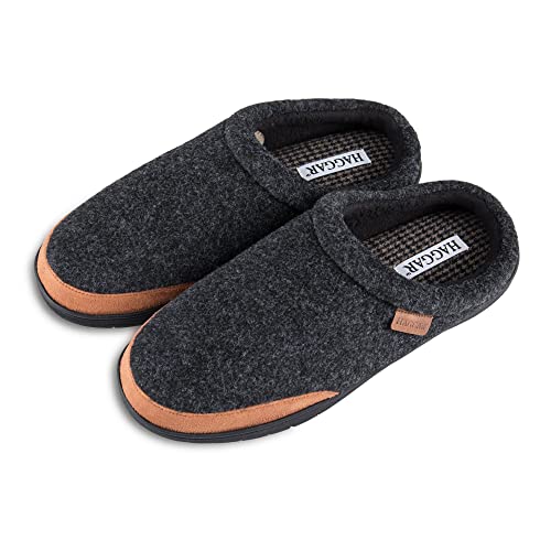 Haggar Men's Clog Slipper House Shoe Indoor/Outdoor With Memory Foam Comfort, Charcoal Felt, Large #TOP28