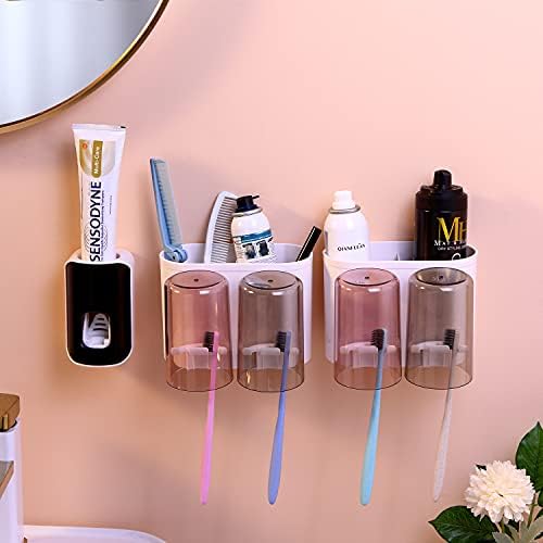 QiCheng&LYS Toothpaste Dispenser Wall Mounted New Automatic Toothpaste Squeezer Suitable for Bathroom 5 Colors to Choose (White)