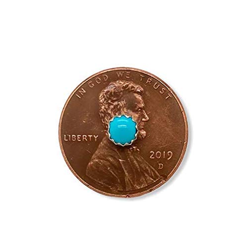 5Mm Genuine Sleeping Beauty Turquoise Stud Earrings In 925 Sterling Silver, Native American Handmade In The Usa, Nickel Free, Blue, Round #TOP2